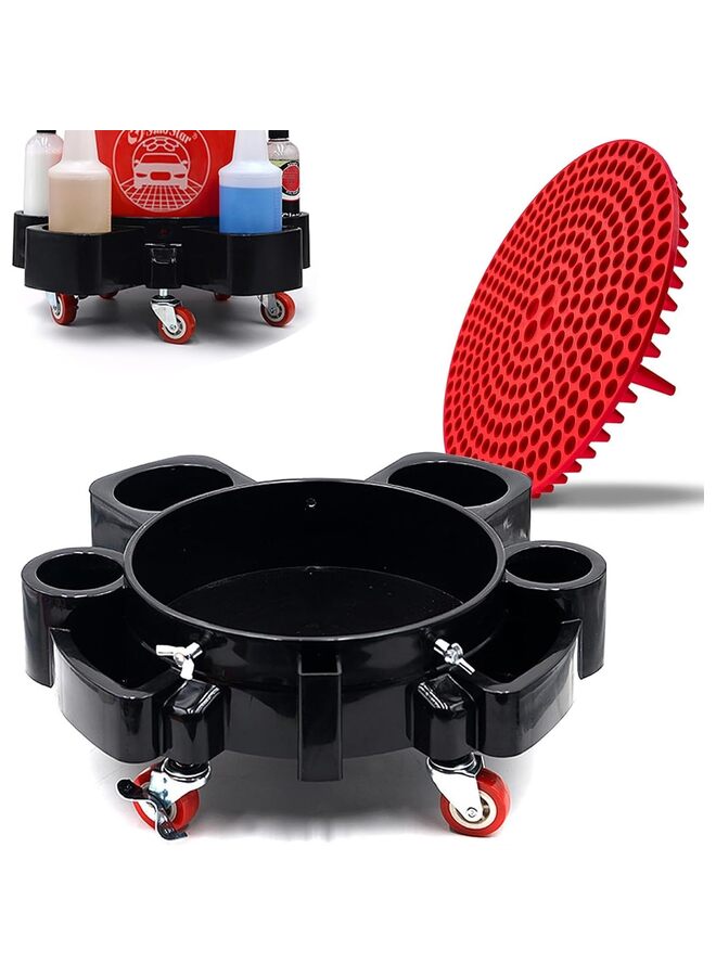 LAMAY Bucket Dolly,1 Set Removable Car Wash Bucket Dolly with Car Wash Bucket Insert,Rolling Bucket Dolly with Heavy Duty 360 Degree Wheel Swivel Casters,for Car Washing Detailing Smoother Ma - Image 1